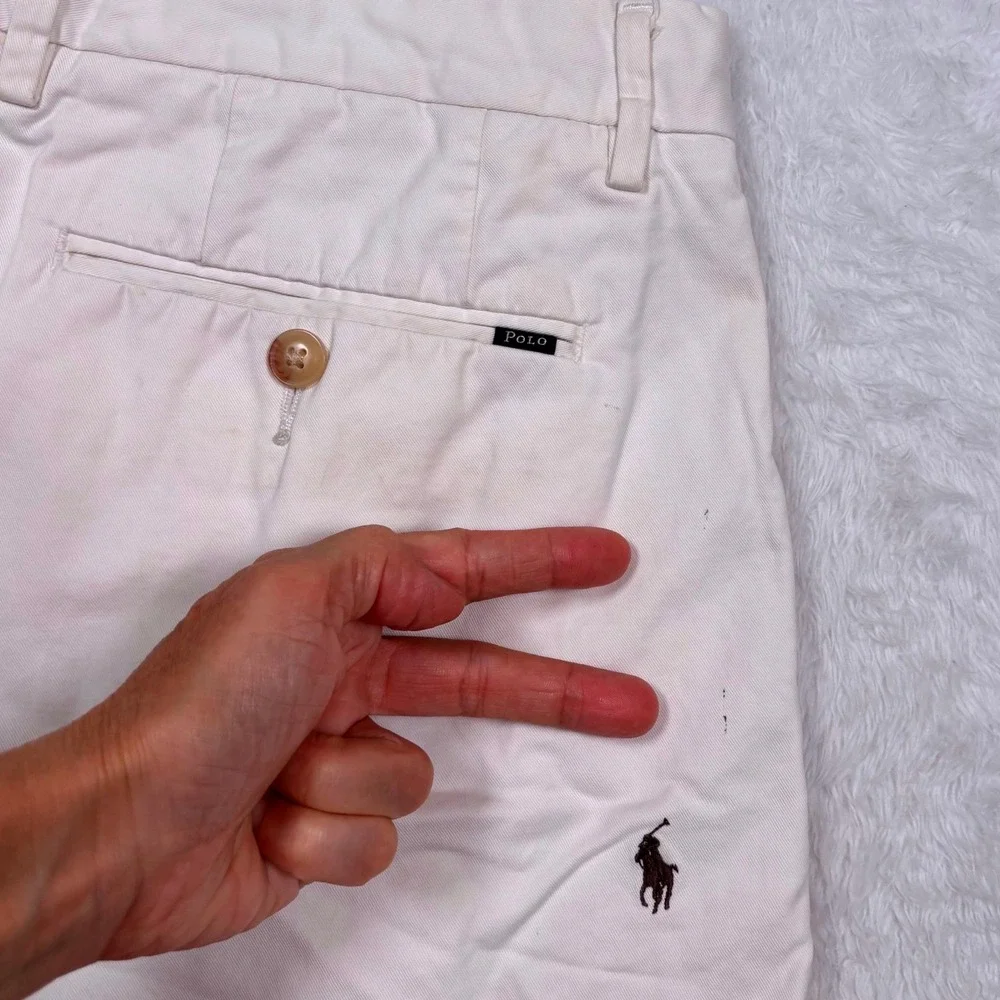 Polo Ralph Lauren Shorts Chinos Mens 33‎ White All Over PONY OGO Classic Preppy